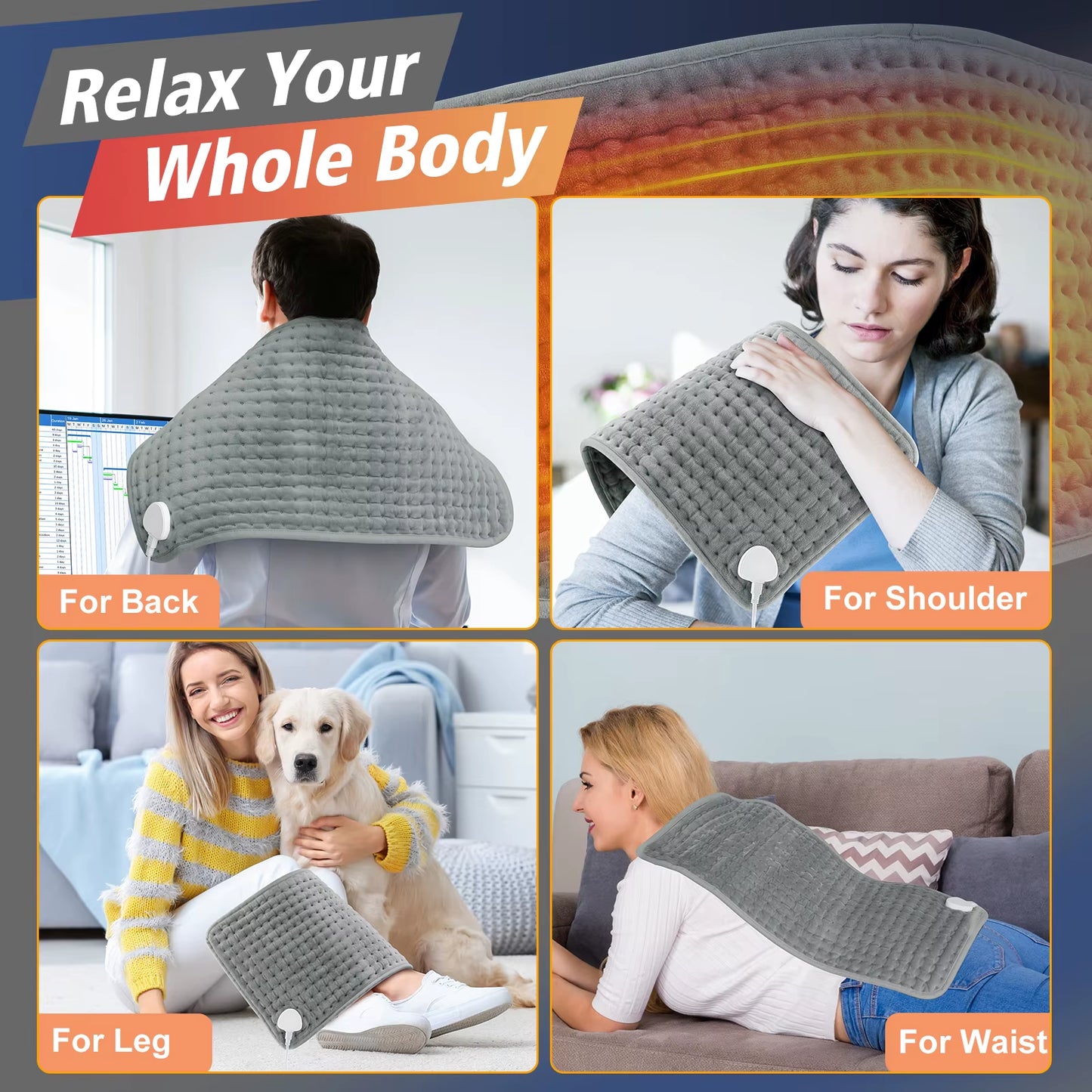 58X29Cm Heating Pad 9 Levels Constant Temperature 4 Modes Timing Hot Blanket Keep Legs Abdomen Hands Body Warming Thermal Mat